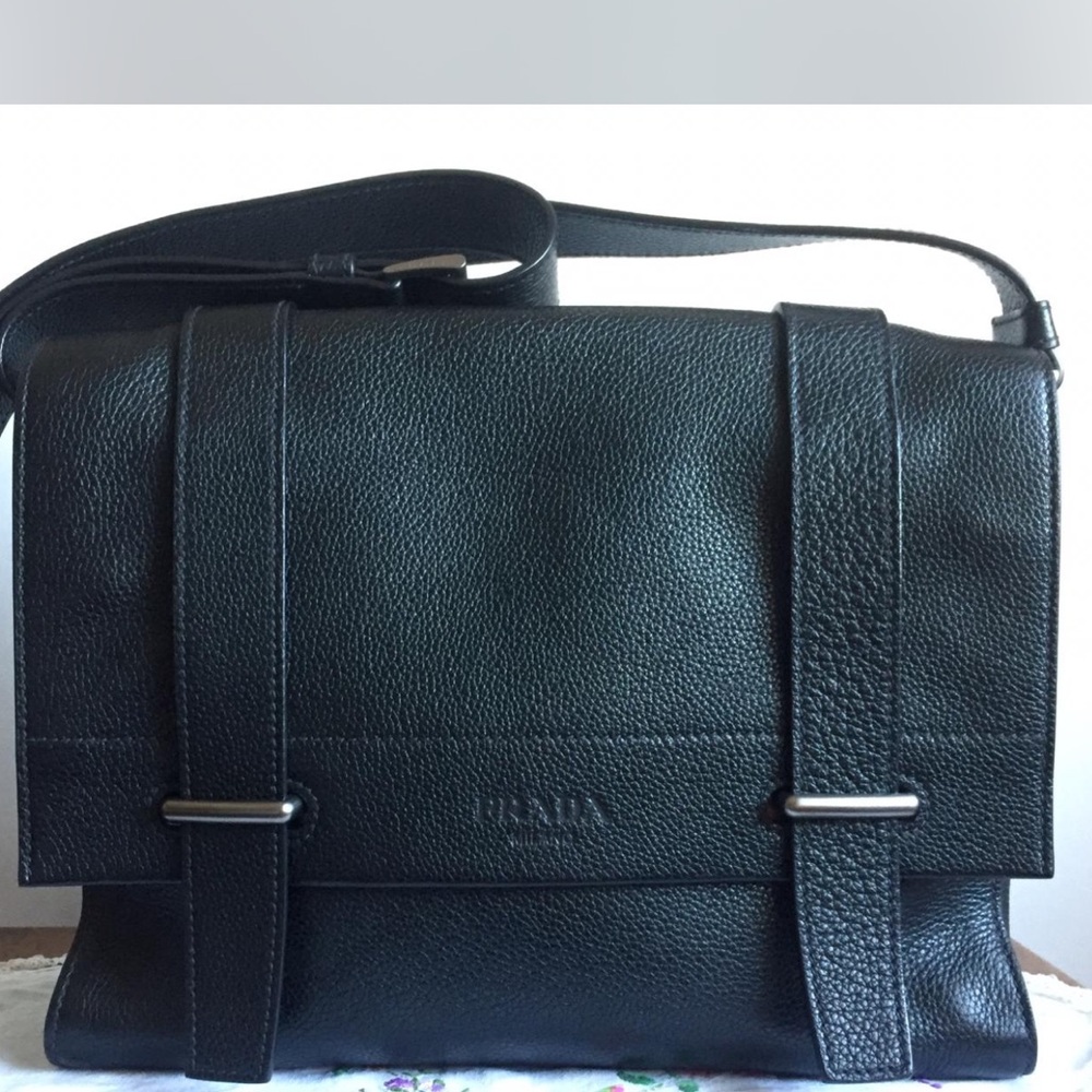 Prada Black Textured Leather Satchel